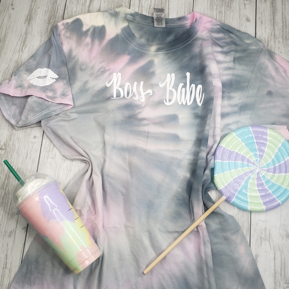 Tops - NEW Tie Dye Tee Shirt Top Boss Babe Posh Large